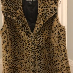 Kristen Blake Women's Animal Print Faux Fur Vest